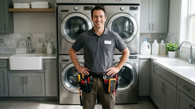 Jacksonville Washer Repair technician diagnosing a washing machine