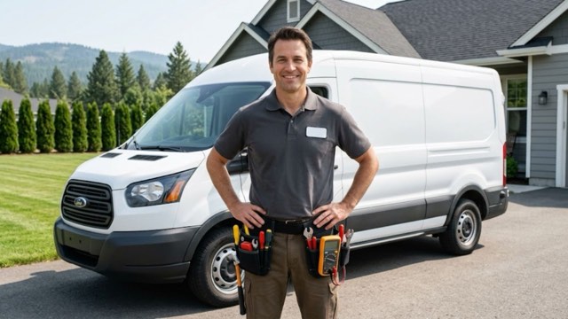 Jacksonville Washer Repair technician and service van outside a customer's home